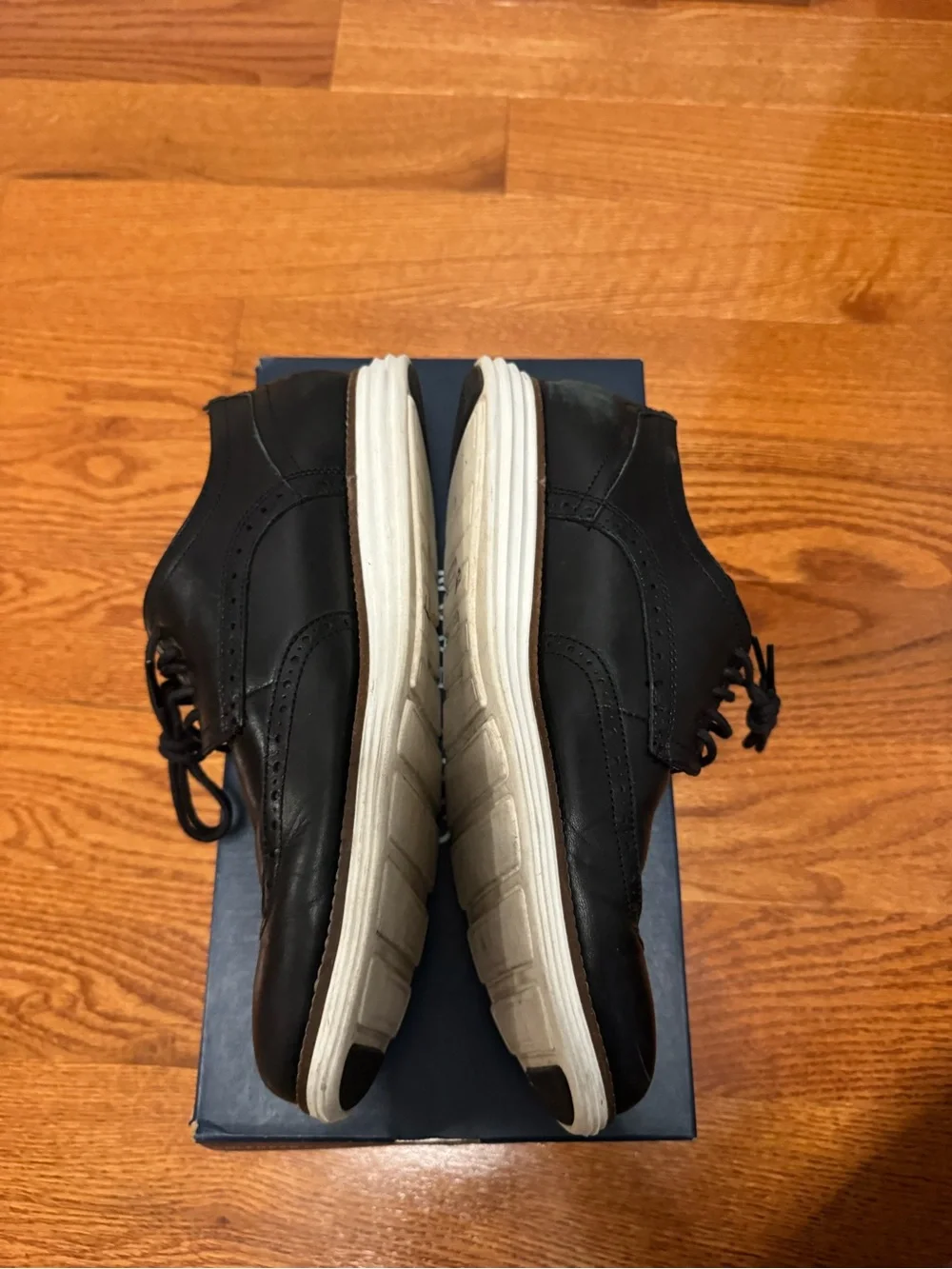 Cole Haan Black Leather Wingtip Oxfords